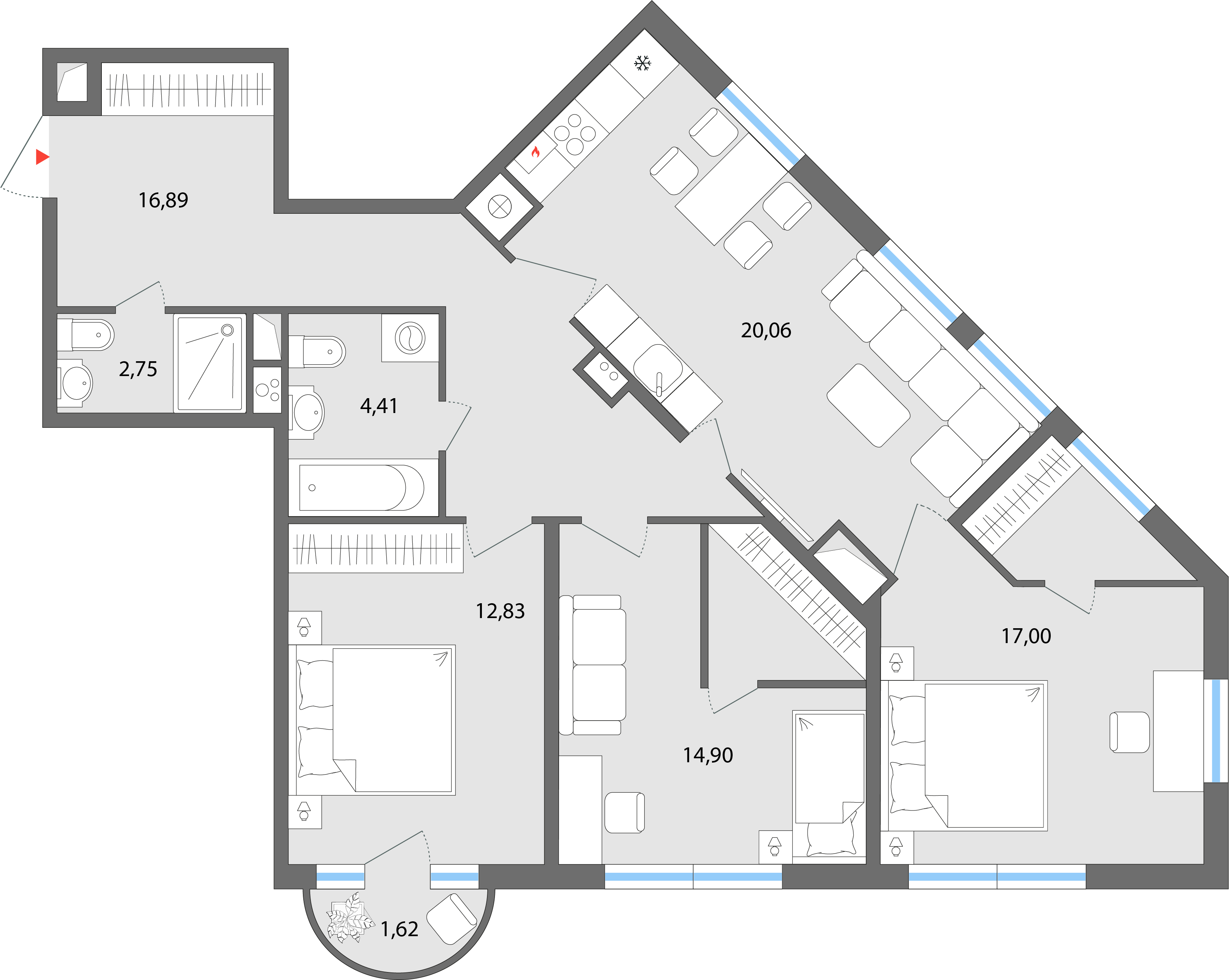 4-к 90,46 м² - ЖК Эльта - купить квартиру в Ельце от застройщика